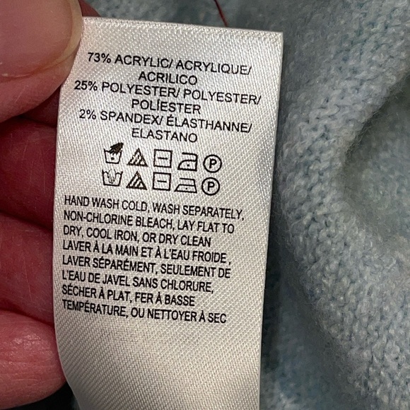 Lucky Brand Women's Cardigan S/P Light Blue Open Front Pockets Mid Length - Picture 7 of 7